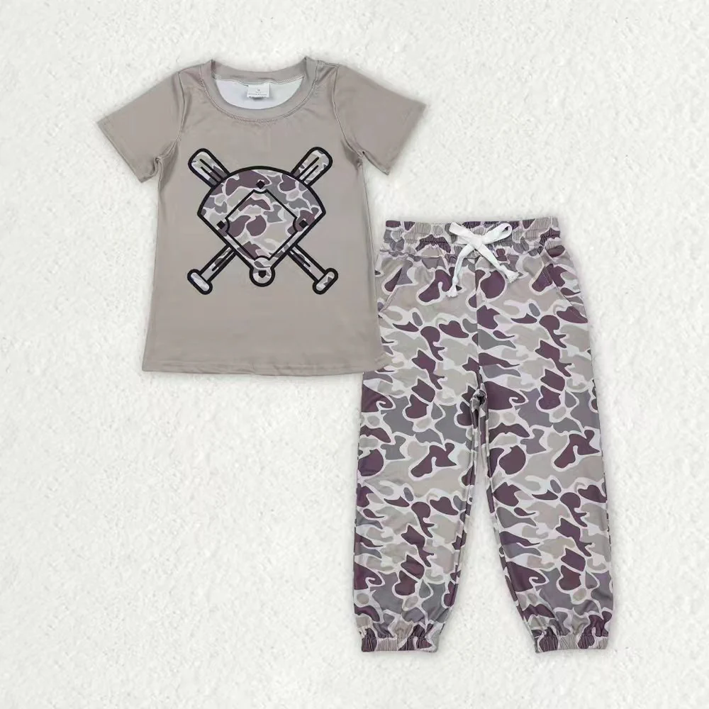 RTS NO MOQ Sibling Baby boy clothes camouflage short-sleeved pants sets