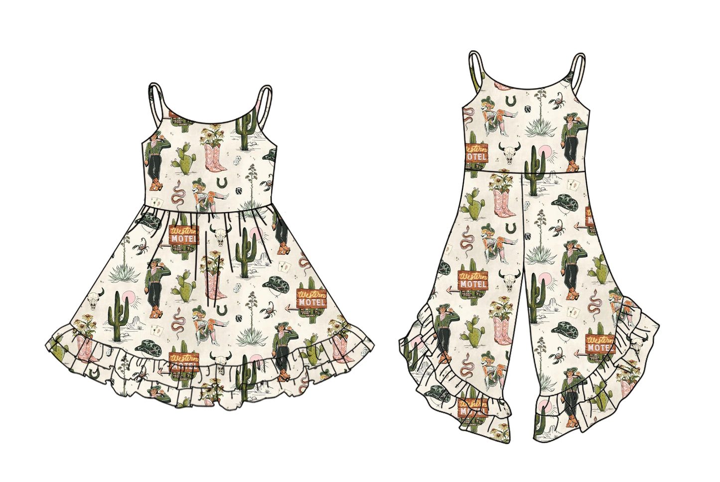 2.26 custom each style moq 5eta 4-6week Sibling Sister catcus baby girl dress and jumpsuit match family design