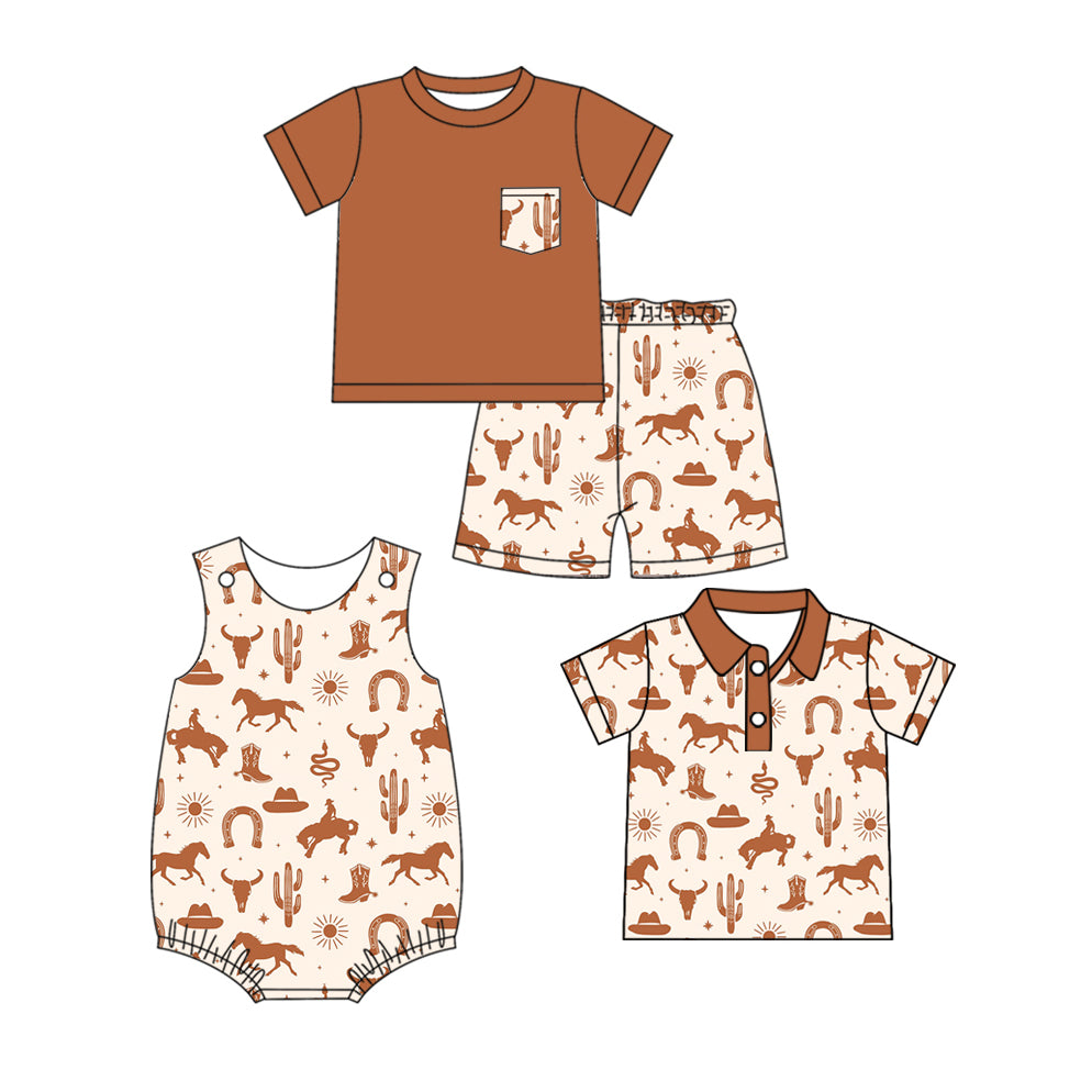 11.19 custom each style moq 5eta 4-6week Sibling Sister cow head baby boy short sleeve shorts sets and boy romper and top match design