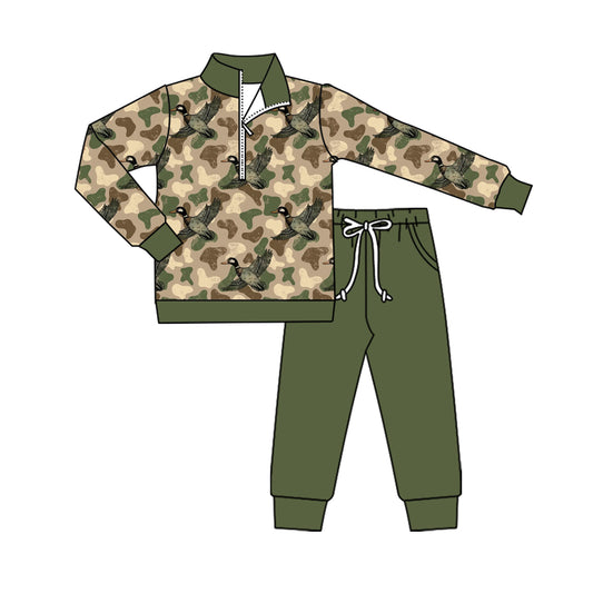 25.9.2 custom each style moq 5eta 4-6week Sibling Sisters camouflage duck baby boy long sleeve pants sets and top match family design