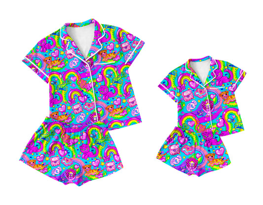 11.13 custom each style moq 5eta 4-6week Sibling Sister rainbow baby girl short sleeve shorts sets and adult sets match design