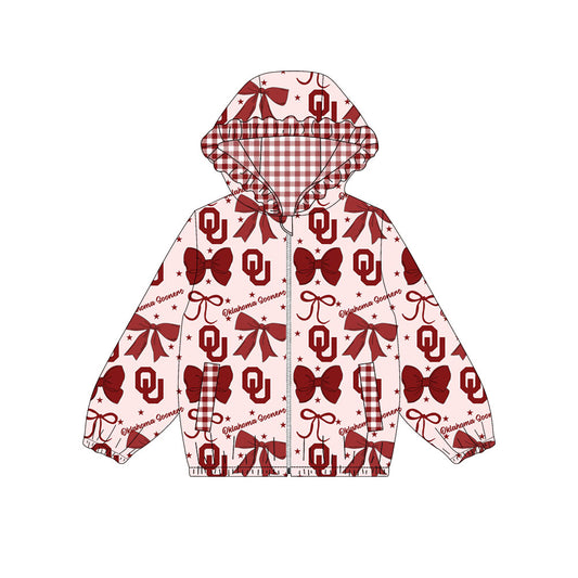 1003-Custom moq 8 mix size milk silk summer team baby girls clothes bow dark red hooded long sleeve top-25.10.9