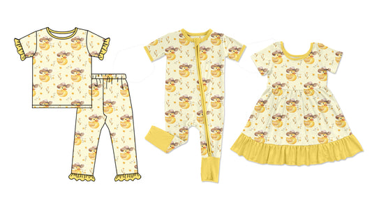 25.9.25 custom each style moq 8 eta 6-8week Sibling Sisters baby girl short sleeve pants sets and dress and rompers match family design