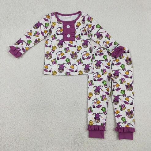 RTS NO MOQ Sibling Mardi Gras Baby Boys Girls Pajamas Clothing Set Infant Sleepwear