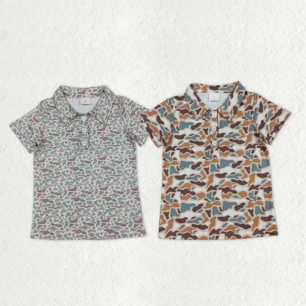 RTS NO MOQ Sibling baby girl clothes duck camouflage Short-Sleeve Tops
