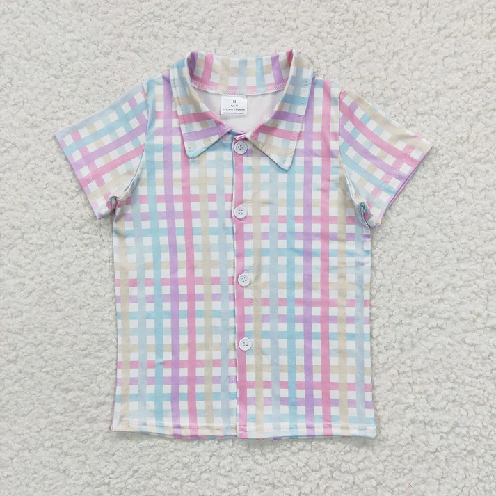 RTS NO MOQ plaid short-sleeved top and short-sleeved dress