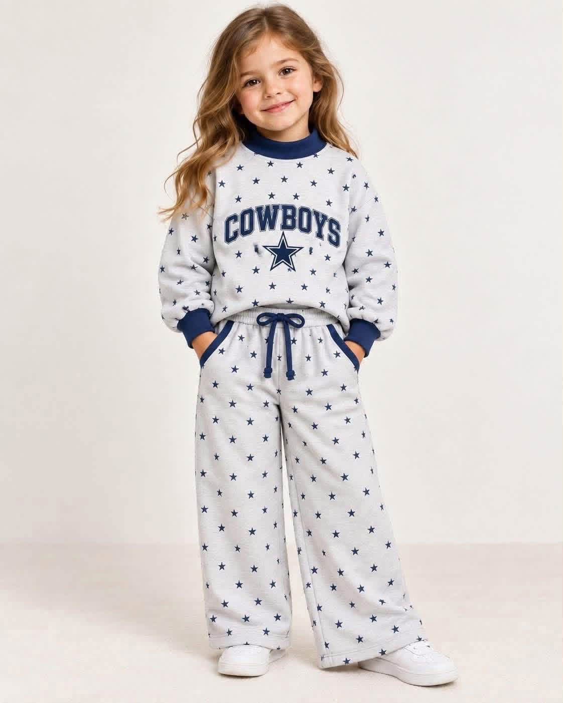 custom moq 5 mix size TYLA0101 Adult To Match Kids High Neck Star Print Top Wide Leg Pants Set