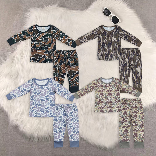RTS NO MOQ baby boy clothes Modal camouflage long sleeve pants Sets