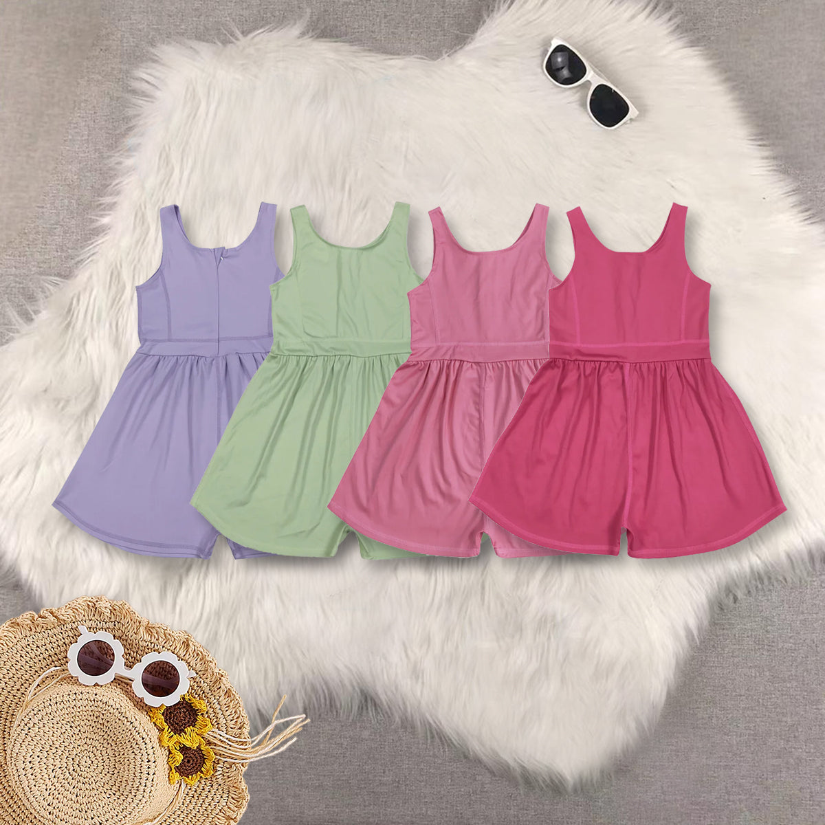 RTS NO MOQ baby girl clothes yoga suspender jumpsuits