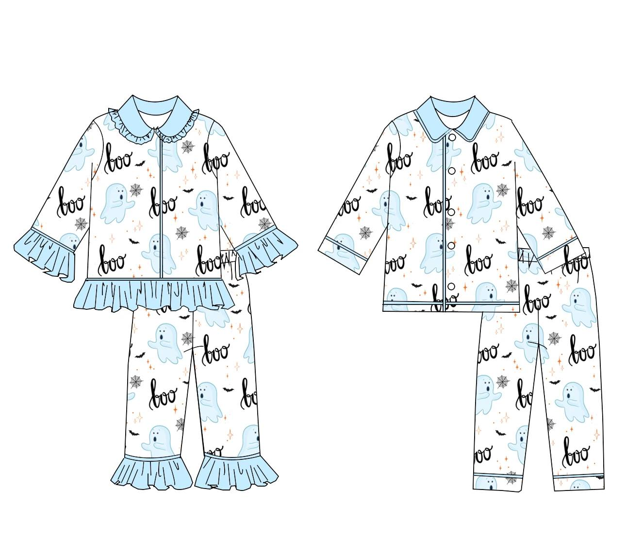 Custom moq 5 each style eta 6-7weeks baby girl clothes boo long sleeve pants sets 1 and sets 2-25.8.9
