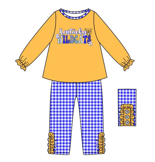 Custom moq 5 mix size milk silk summer teams baby girl clothes yellow long sleeve pants sets-25.9.11
