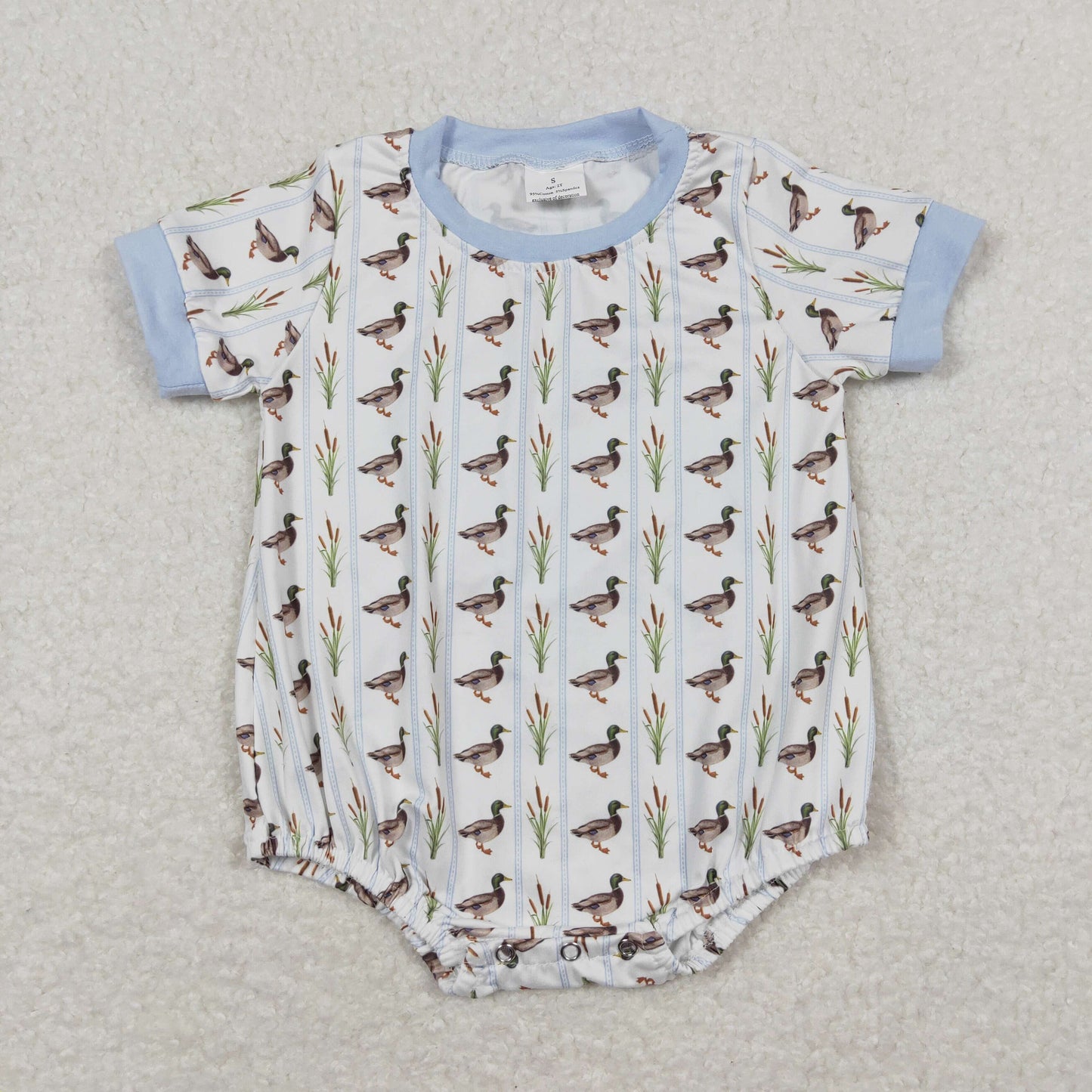 SR1067 Duck Blue and White Short Sleeve Jumpsuit