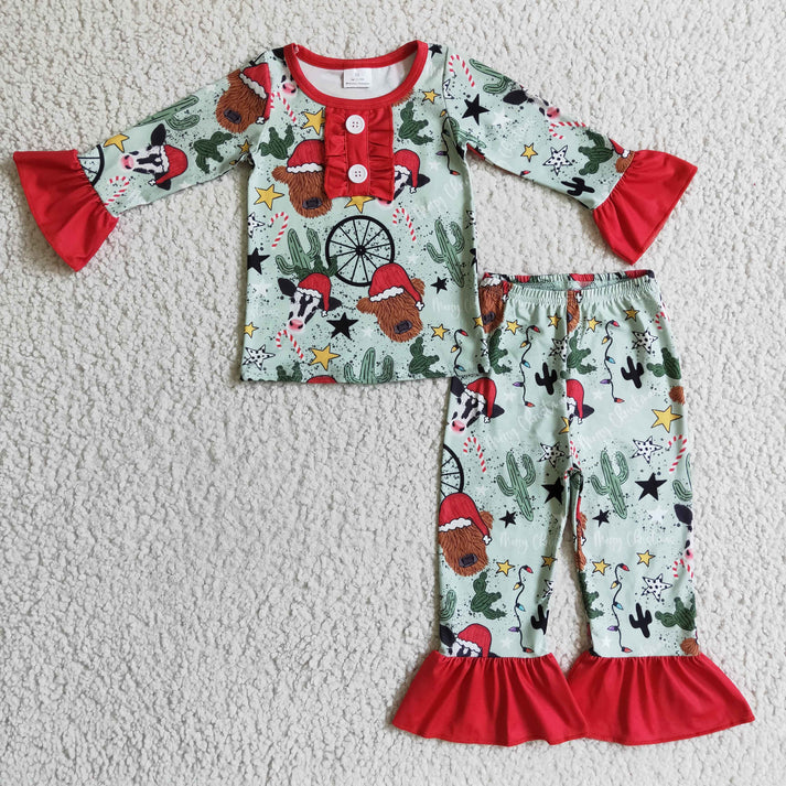 RTS NO MOQ Sibling Baby girls clothes Christmas long-sleeved trousers suits