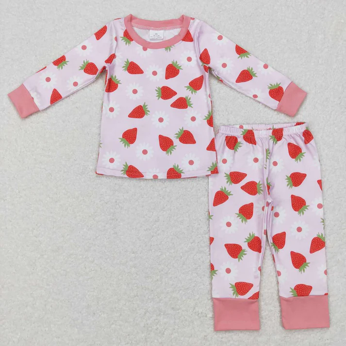 RTS Sibling baby girls clothes strawberry long Sleeve pants sets and rompers