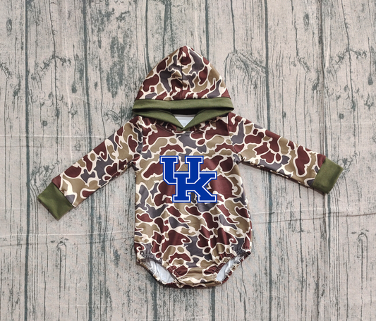 Custom moq 5 mix size milk silk Popular team camouflage cute boys and girls hooded long sleeve romper-25.10.22