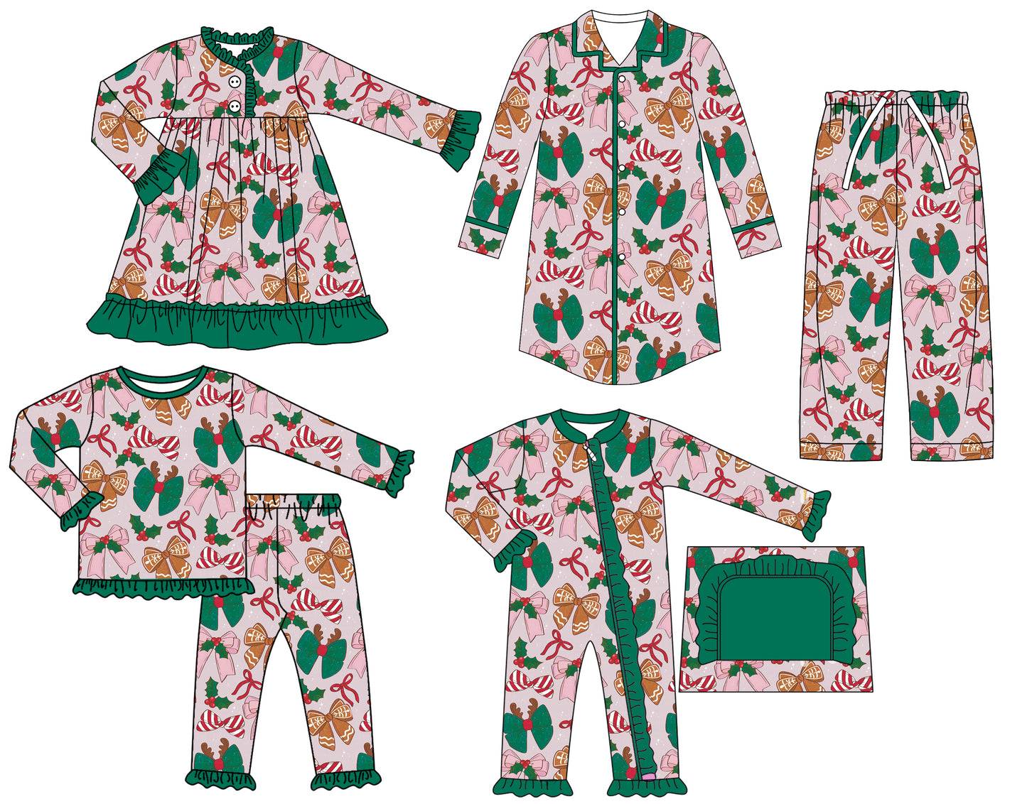 25.6.21 custom each style moq 5eta 4-6week Sibling Sisters Christmas bow baby girl long sleeve pants sets and adult top and adult pants and romper and dress match family design