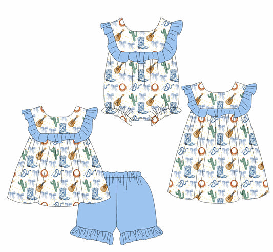 2.8 custom each style moq 5eta 4-6week Sibling Sisters baby girl short sleeve shorts sets and dress and rompers match family design
