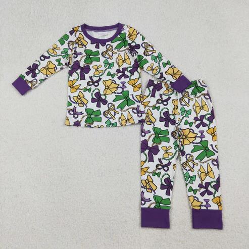 RTS NO MOQ Sibling Mardi Gras Baby Boys Girls Pajamas Clothing Set Infant Sleepwear