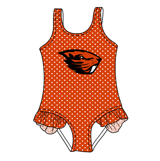 Custom moq 5 mix size milk silk summer teams Red Baby Girl Sleeveless Polka Dot Lace Onesie Swimsuit Cute Summer Beachwear for Little Girls