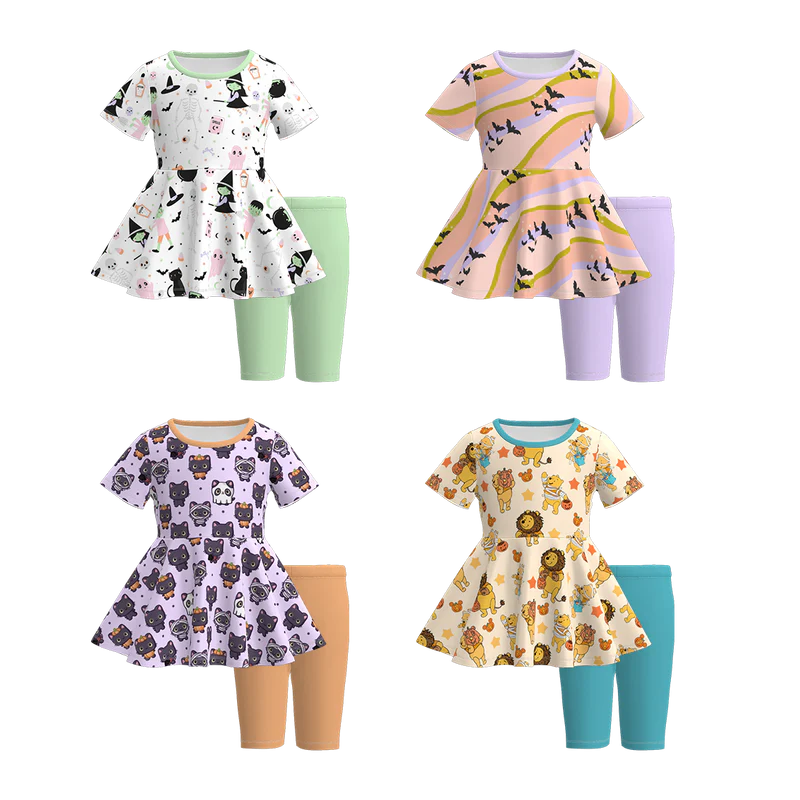 Custom moq 3 eta 7/8week moq 5 baby girl clothes Short Sleeve Pants Sets