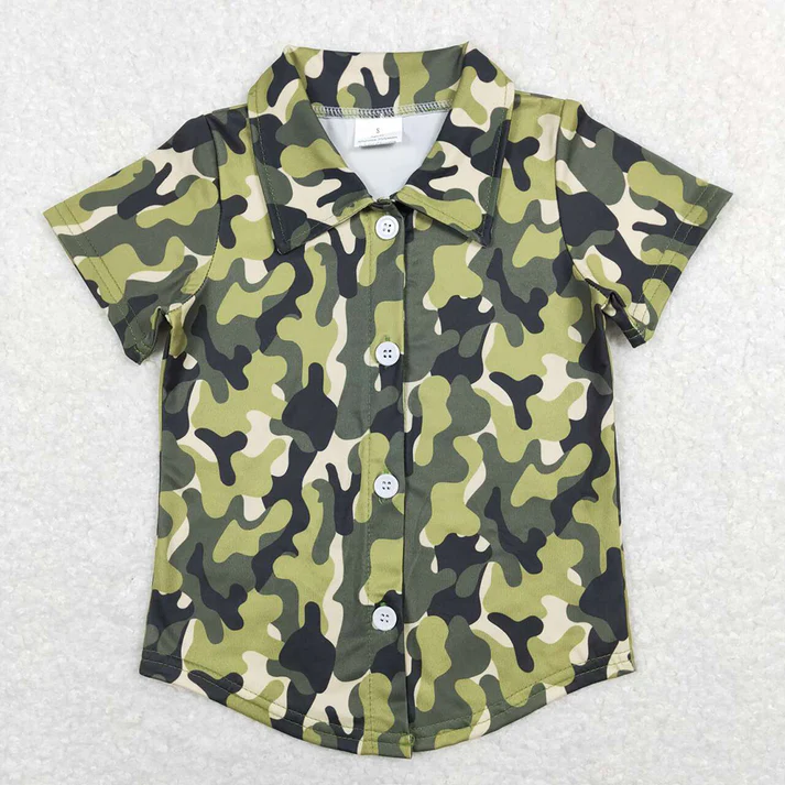 RTS NO MOQ baby boys clothes camouflage duck short-sleeved tops