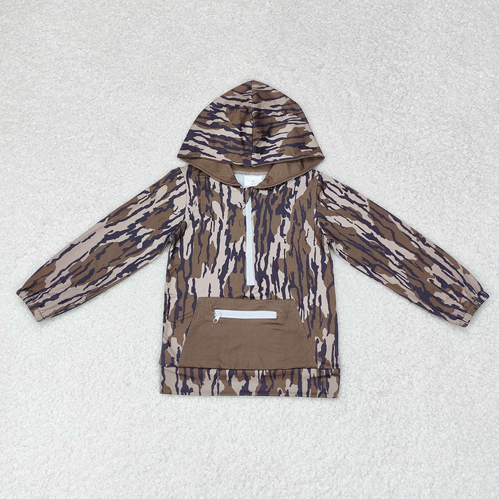 RTS NO MOQ Sibling baby girl boy clothes camouflage hooded long-sleeved tops