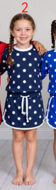 custom moq 5 mix size CAMOSW0101 Baby Girls Polka Dot Long Sleeve Top Drawstring Waist Skort Contrast Binding Casual Daily Playwear Set