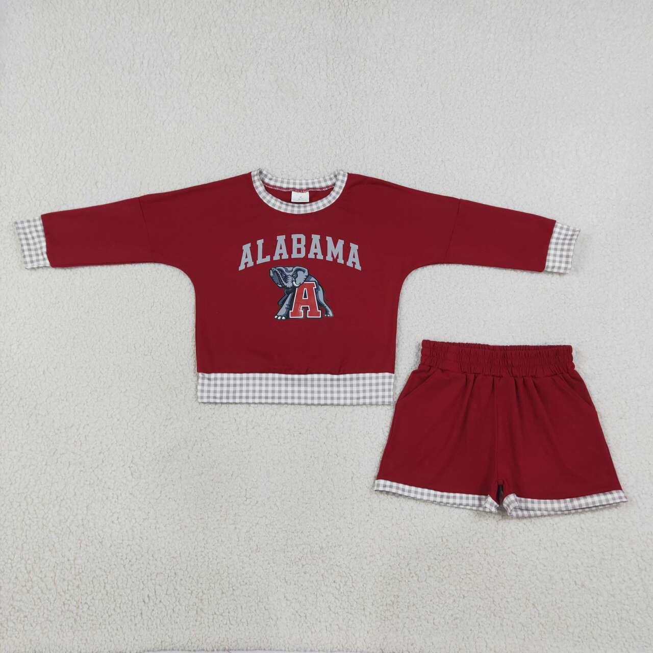 NEW RTS NO MOQ milk silk GLS0165 Baby Girls Red Long Sleeve Top Short Team Set