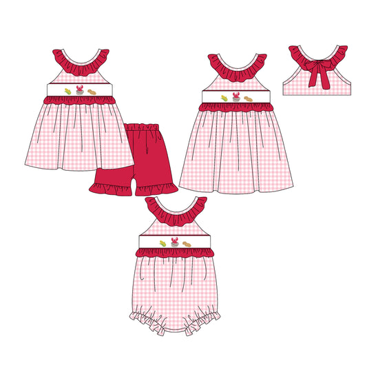 25.12.23 custom each style moq 5 eta 6-8week Sibling Sister baby short sleeve shorts sets and romper and dress match design