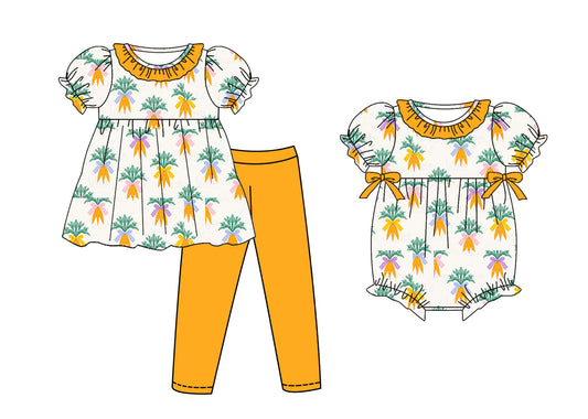 25.11.5 custom each style moq 5 eta 6-8week Sibling Sisters baby girl clothes short sleeve pants sets and romper match family design