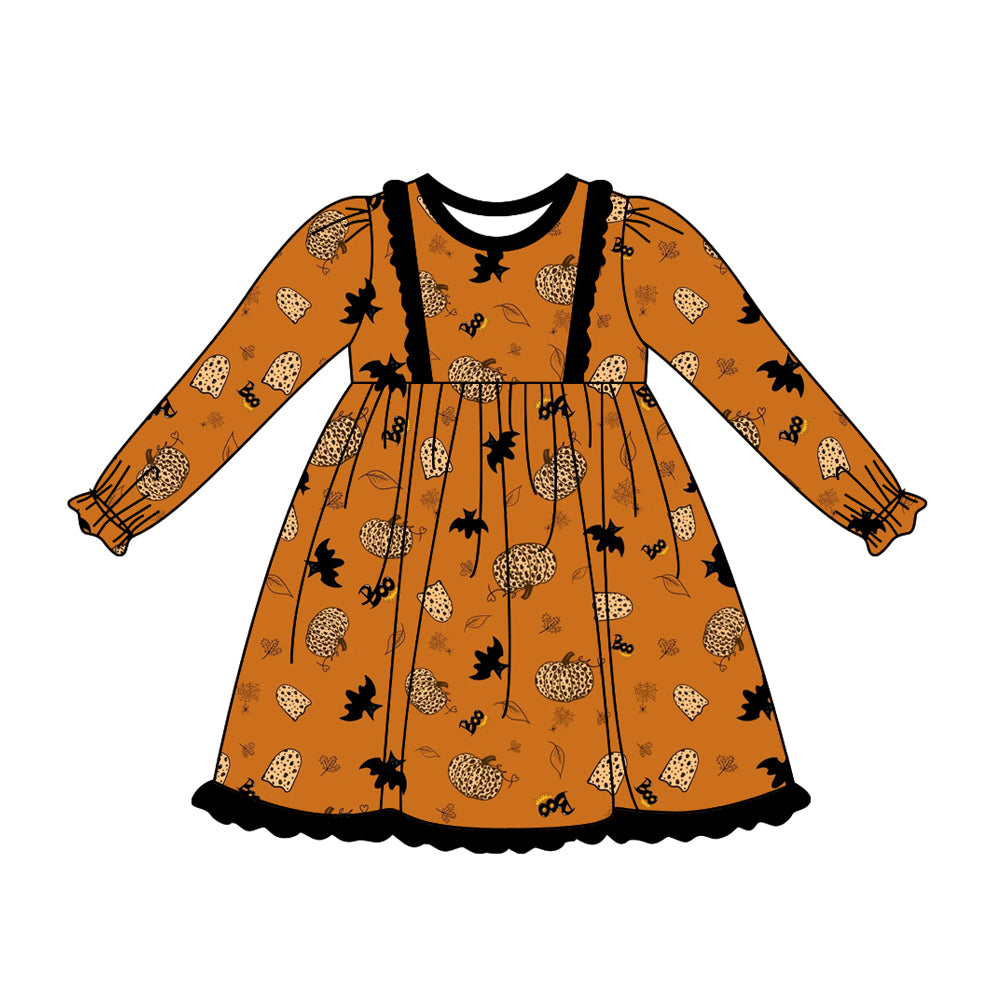 6.3 custom each style moq 5eta 4-6week Sibling Sister Pumpkin brown baby girls outfits and dress and baby romper match family design