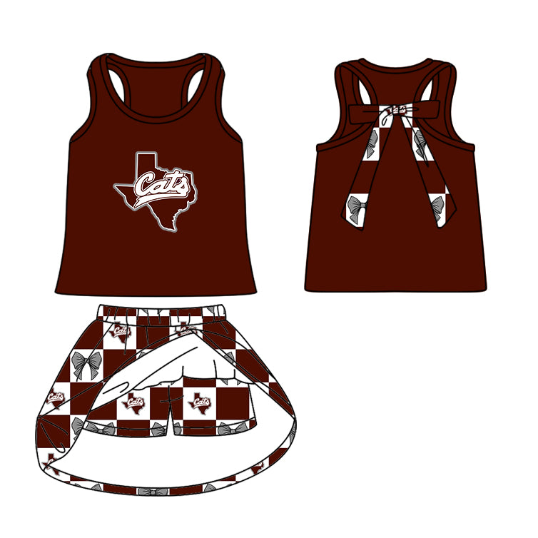 Custom moq 5 mix size milk silk summer teams Baby Girl Dark Red Sleeveless Top Skirts Set Dress And Shorts Yoga Outfit Boy's Short-Sleeved Polo Shirt And Romper