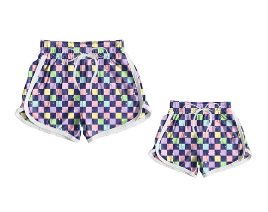 11.13 custom each style moq 5eta 4-6week Sibling Sister plaid adult clothes and kids shorts and adult shorts match design