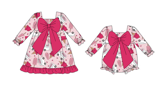 25.9.4 custom each style moq 5eta 4-6week Sibling Sisters baby girl long sleeve dress and rompers match family design