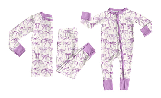 25.8.19 custom each style moq 5eta 4-6week Sibling Sister bow purple baby girl long sleeve pants sets and rompers match family design