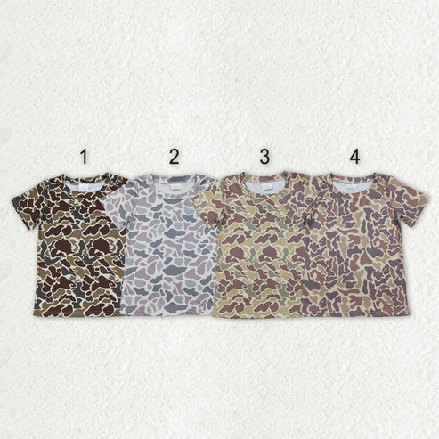 RTS NO MOQ Sibling Baby Boys Short Sleeve Southern Hunting Camouflage T-shirts Top for Kids