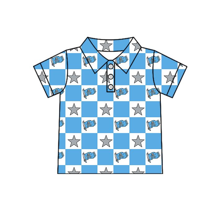 Custom moq 5 mix size milk silk summer teams Baby Girl Blue Sleeveless Top Skirts Set Dress And Shorts Yoga Checked Outfit Boy's Checked Short-Sleeved Polo Shirt And Romper