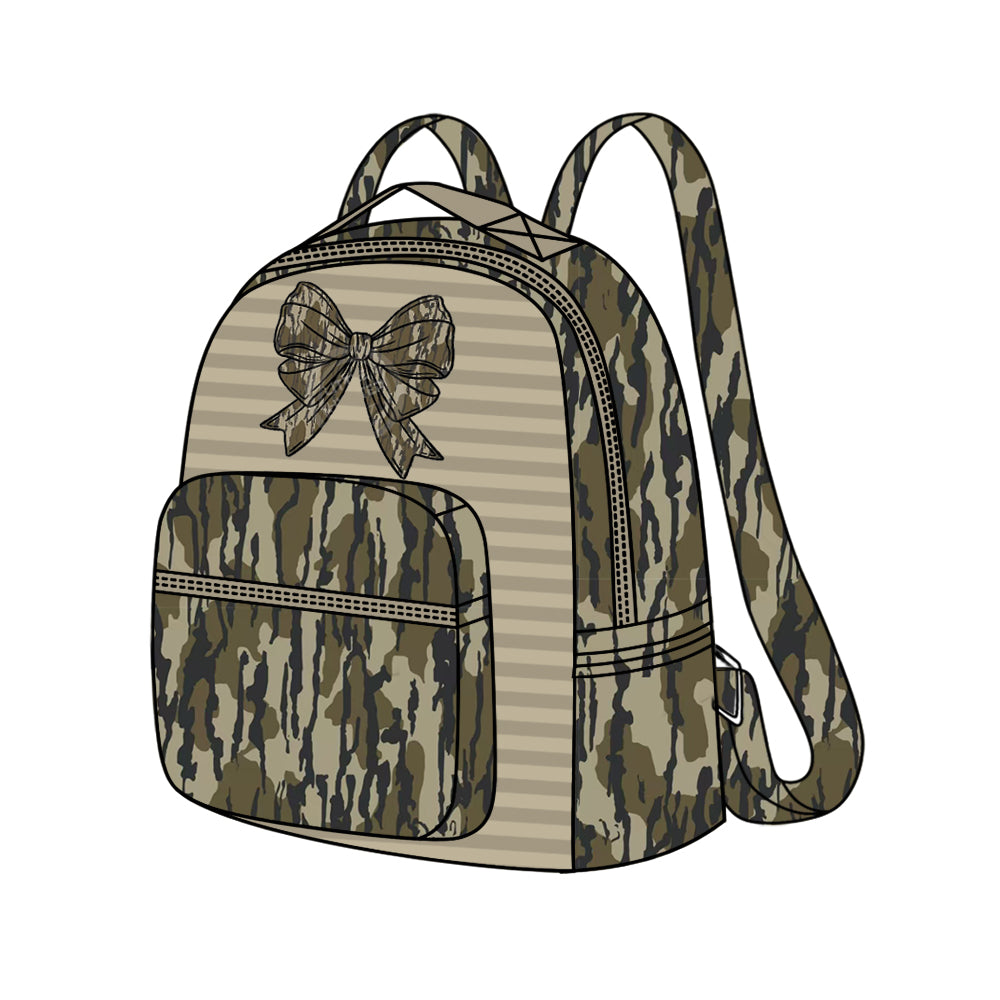 8.31 custom each style moq 5 eta 4-6weeks baby kids fashion camouflage bow green backpack