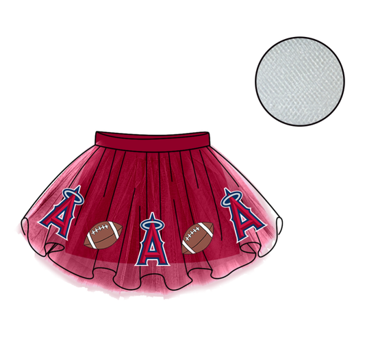 Custom moq 5 mix size milk silk summer teams Baby Girl's Red  Mesh Skirt Summer Outfit Team Clothing