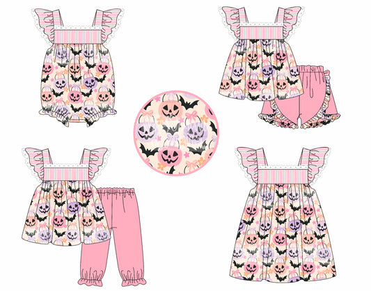 4.25 custom each style moq 5eta 4-6week Sibling Sisters halloween baby girl short sleeve shorts sets and pants sets and dress and romper match family design