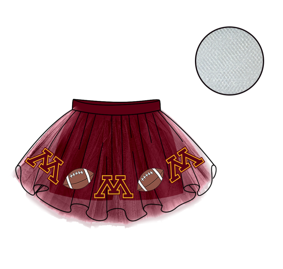 Custom moq 5 mix size milk silk summer teams Baby Girl's Dark Red Mesh Skirt Summer Team Outfit
