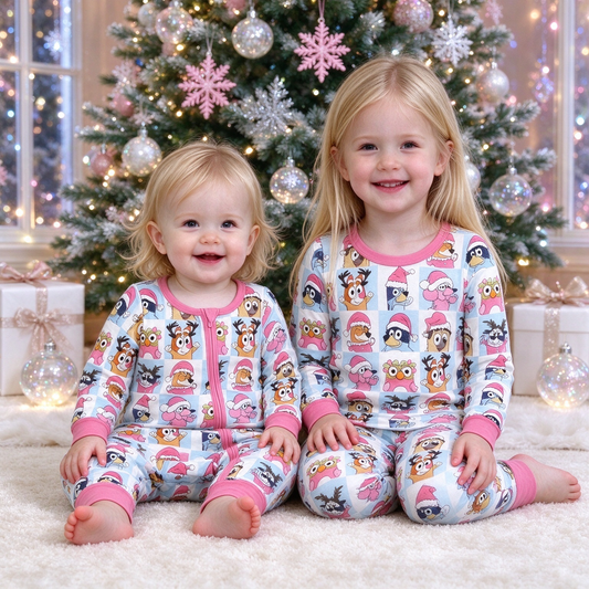 RTS NO MOQ Sibling Cute Clothes  Baby Girls Christmas long-sleeved trousers suit & romper