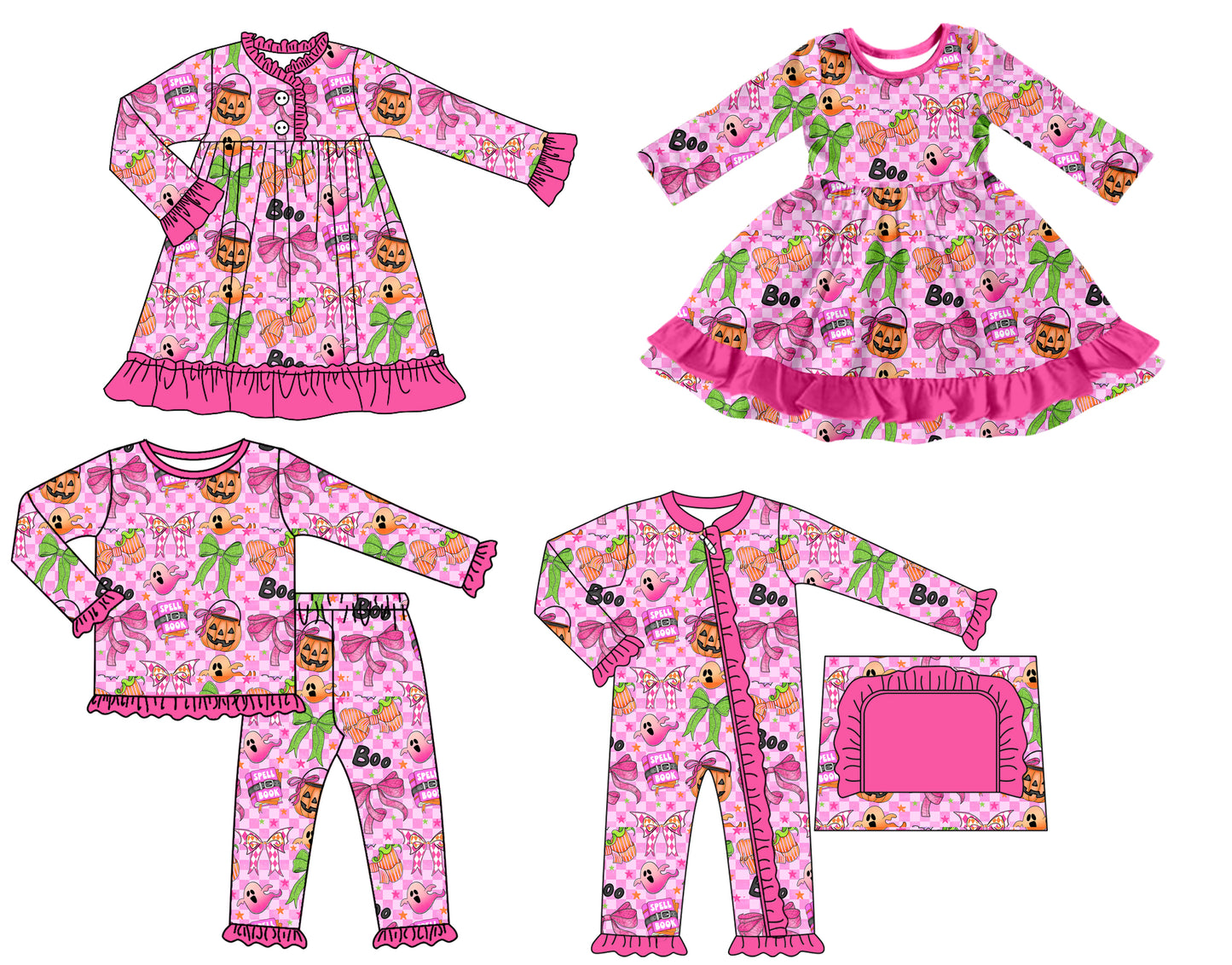 25.7.16 custom each style moq 5 eta 4-6week Sibling Sisters halloween baby girl long sleeve pants sets and romper and dress 1 and dress 2 match family design