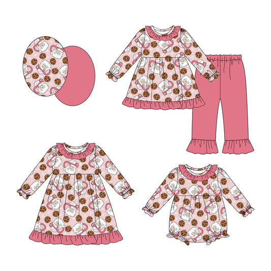 25.8.5 custom each style moq 5eta 4-6week Sibling Sisters Christmas baby girl long sleeve pants sets and dress and rompers match family design