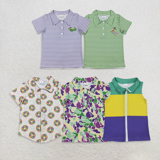 RTS NO MOQ Sibling baby boy clothes Mardi grad baby boys clothes Short Sleeve Tops