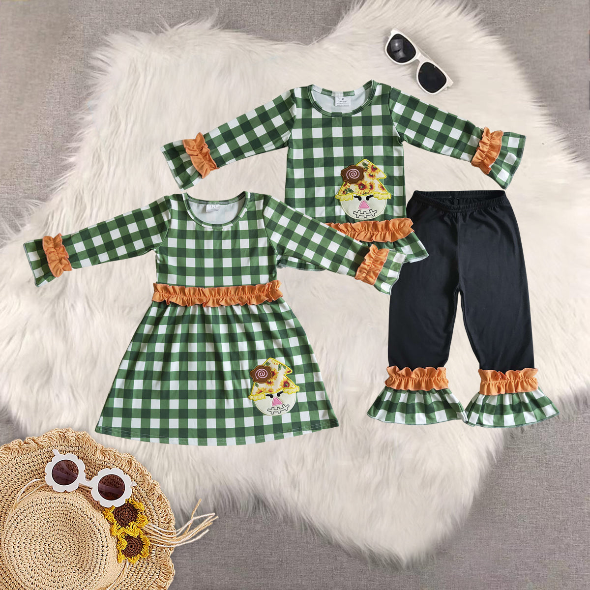 RTS NO MOQ Sibling baby girls baby girl clothes long-sleeved trousers suit & dress