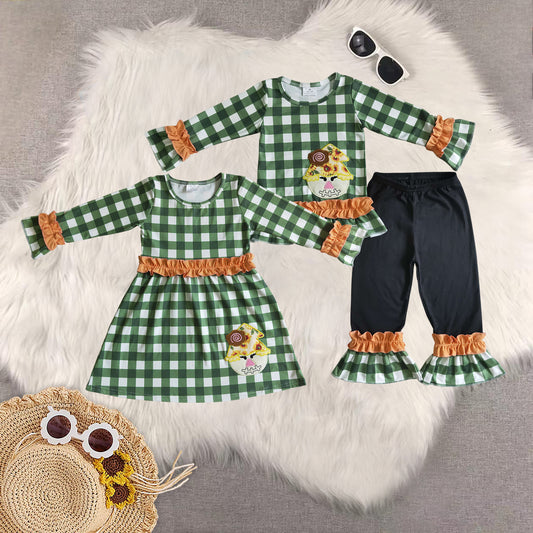 RTS NO MOQ Sibling baby girls baby girl clothes long-sleeved trousers suit & dress