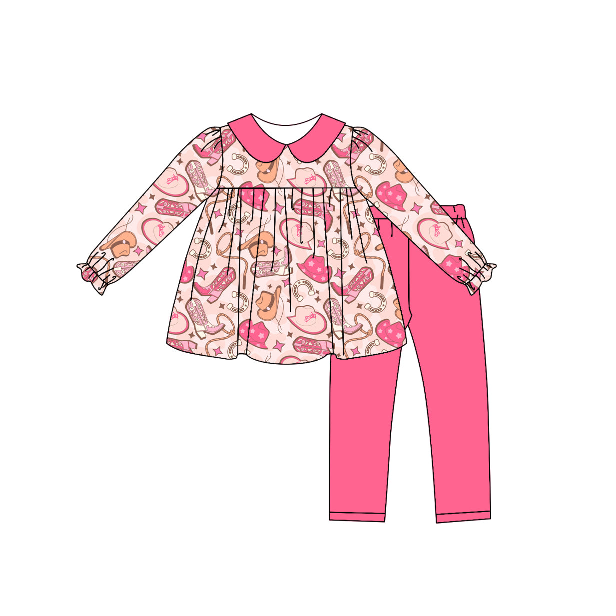 9.7 custom each style moq 5eta 4-6week baby girls clothes boots hats pink long sleeve pants sets