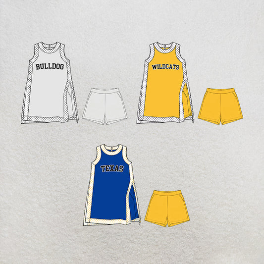 custom moq 5 mix size MSD073007 Baby Girls Sleeveless Top Matching Split Skort Separate Shorts Yoga Active Clothes Set