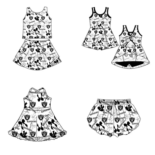 Custom moq 5 mix size milk silk summer teams Baby Girls Black Bow Vest Top Skirt Shorts Sets Sleeveless Knee Length Dresses Yoga Shorts Yoga Active Outfit